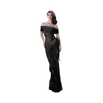 Vestido Feminino Sexy Com Decote Assimétrico E Costas Abertas, Em Jacquard Com Patchwork, Estilo Vestido Feminino Sexy Com Decote Assimétrico E Costas Abertas, Em Jacquard Com Patchwork, Estilo