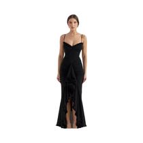 Vestido Feminino Sexy Com Decote Em V, Alças De Tule, Cintura Justa Franzida, Babados E Bainha