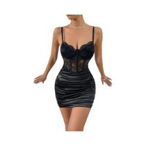 Vestido Feminino Sexy De Renda Sem Mangas Com Padrão Floral Plissado Estilo Y2K Ajustado Vestido Feminino Sexy De Renda Sem Mangas Com Padrão Floral Plissado Estilo Y2K Ajustado