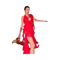 Vestido Feminino Sexy Sem Costas, Decote Em V, Sem Mangas, Estilo Halter, Com Barra Irregular, Vestido Feminino Sexy Sem Costas, Decote Em V, Sem Mangas, Estilo Halter, Com Barra Irregular,