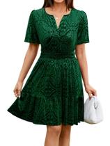 Vestido feminino Simplee, veludo de Natal, mini decote em V, verde L