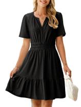Vestido feminino simples, preto, minivestido A Line com bolsos, tamanho M Vestido feminino simples, preto, minivestido A Line com bolsos, tamanho M