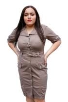 Vestido Feminino Social Midi Marrom Lançamento