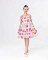 Vestido Feminino Soltinho Infantil com Alças de Amarrar