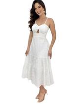 Vestido feminino soltinho no tecido lese branco no tamanho P