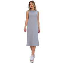 Vestido Feminino Soltinho Viscolycra Midi Regata