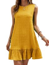 Vestido feminino SOLY HUX com babados na bainha, sem mangas, regata, verão