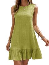 Vestido feminino SOLY HUX com babados na bainha, sem mangas, regata, verão Vestido feminino SOLY HUX com babados na bainha, sem mangas, regata, verão