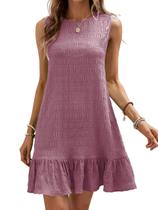 Vestido feminino SOLY HUX com babados na bainha, sem mangas, regata, verão Vestido feminino SOLY HUX com babados na bainha, sem mangas, regata, verão