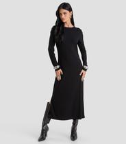 Vestido Feminino Super Midi Canelado Dianna Preto Vestido Feminino Super Midi Canelado Dianna Preto