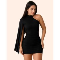 Vestido Feminino Suplex Manga Nula Gola Alta Premium Moda Gringa Festa