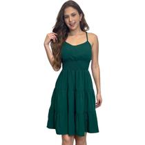 Vestido Feminino Suri Curto Viscose Lastex Com Bojo e Alças Regulaveis Casual Sofisticado Moda Verão