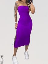 Vestido Feminino Tubinho Midi Anarruga sem alça Sem Bojo Vestido Feminino Tubinho Midi Anarruga sem alça Sem Bojo