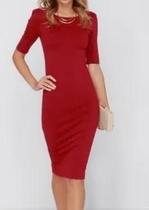 Vestido Feminino Tubinho Moda Evangélica Vermelho