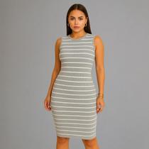 Vestido Feminino Tubinho Ribana Canelado Midi Elegante Vestido Feminino Tubinho Ribana Canelado Midi Elegante