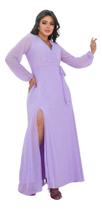 Vestido Feminino Tule Com Manga Longa Mod Plus Size