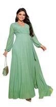 Vestido Feminino Tule Com Manga Longa Mod Plus Size Vestido Feminino Tule Com Manga Longa Mod Plus Size