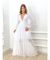 Vestido Feminino Tule Moda Evangélica Festa Ótimo Caimento