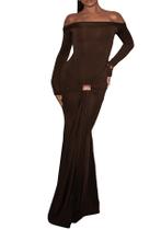 Vestido feminino Unybwonn, comprido, preto Vestido feminino Unybwonn, comprido, preto