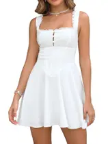 Vestido feminino URYIAO, de renda, casual, de verão, mini, branco M