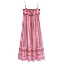 Vestido Feminino Verão - Rosa, Renda, Estilo Étnico e Bordado