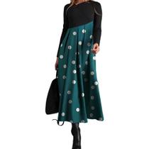 Vestido feminino vintage Akivide com estampa floral com decote em V e manga comprida