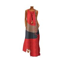 Vestido Feminino Vintage Sem Mangas, Patchwork, Verão, Casual, Solto, Praia, Férias, Festa, Zanzea