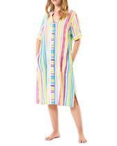 Vestido Feminino Viscose com Listras Macio Rosa Lohe Vestido Feminino Viscose com Listras Macio Rosa Lohe