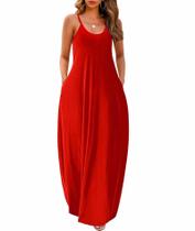 Vestido feminino Wolddress 2025 casual sem mangas plus size vermelho