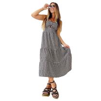 Vestido Feminino Xadrez Alça Elastex Com Bojo Midi / Vestido com Bojo 3 marias Babados Alcinha 2773 Vestido Feminino Xadrez Alça Elastex Com Bojo Midi / Vestido com Bojo 3 marias Babados Alcinha 2773