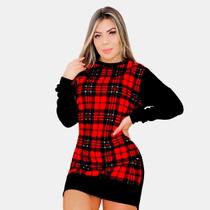 Vestido Feminino Xadrez Mini Vest Malha Crepe Versátil Conforto e Estilo
