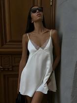 Vestido Feminino Y2K Com Decote Em W, Sem Mangas, Costas Nuas, Em Malha E Seda Com Patchwork,