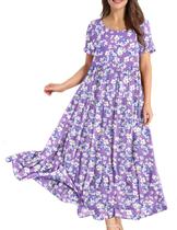 Vestido feminino YESNO casual solto boêmio floral Maxi S EJF CR345