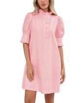 Vestido feminino YEXPINE, puff, manga curta, A Line Shift Mini Vestido feminino YEXPINE, puff, manga curta, A Line Shift Mini