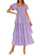 Vestido feminino ZESICA 2025, boho midi, roxo, tamanho GG Vestido feminino ZESICA 2025, boho midi, roxo, tamanho GG