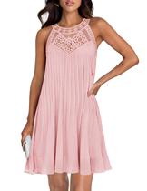 Vestido feminino ZESICA, chiffon de verão 2025, rosa, tamanho M Vestido feminino ZESICA, chiffon de verão 2025, rosa, tamanho M