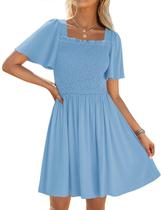 Vestido feminino ZESICA, de 2025, casual, manga esvoaçante Vestido feminino ZESICA, de 2025, casual, manga esvoaçante