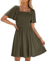 Vestido feminino ZESICA, de 2025, casual, manga esvoaçante Vestido feminino ZESICA, de 2025, casual, manga esvoaçante