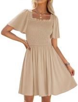 Vestido feminino ZESICA, de 2025, casual, manga esvoaçante Vestido feminino ZESICA, de 2025, casual, manga esvoaçante