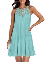 Vestido feminino ZESICA de chiffon de verão 2025, frente única, sem mangas