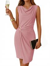 Vestido feminino ZESICA, elegante, formal, para festas, Bodycon 2026, rosa, S