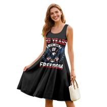 Vestido feminino ZWPINITUP American 250th Anniversary Eagle 4GG Vestido feminino ZWPINITUP American 250th Anniversary Eagle 4GG