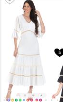 Vestido Femino Casual Branco com Dourado Vestido Femino Casual Branco com Dourado
