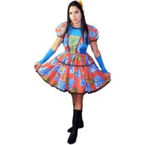 Vestido Festa Caipira Junina Quadrilha Verde +luva+laço Partylight Tam XG