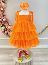 Vestido Festa Encanto Blitz Laranja para Meninas