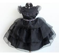 Vestido Festa Ifantil Preto Luxo Vandinha Formatura E Tiara Vestido Festa Ifantil Preto Luxo Vandinha Formatura E Tiara