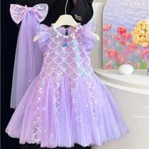 Vestido Festa Infantil Aniversário Sereia Ariel Escamas Tule Vestido Festa Infantil Aniversário Sereia Ariel Escamas Tule