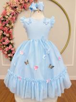 Vestido Festa Infantil Azul Bebê Claro Serenity Formatura Florista Casamento Borboletas Flores Dama Daminha Social Vestido Festa Infantil Azul Bebê Claro Serenity Formatura Florista Casamento Borboletas Flores Dama Daminha Social