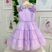 Vestido festa infantil babado lilás tamanho 8