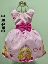 Vestido festa infantil Barbie meninas rosa luxo aniversário